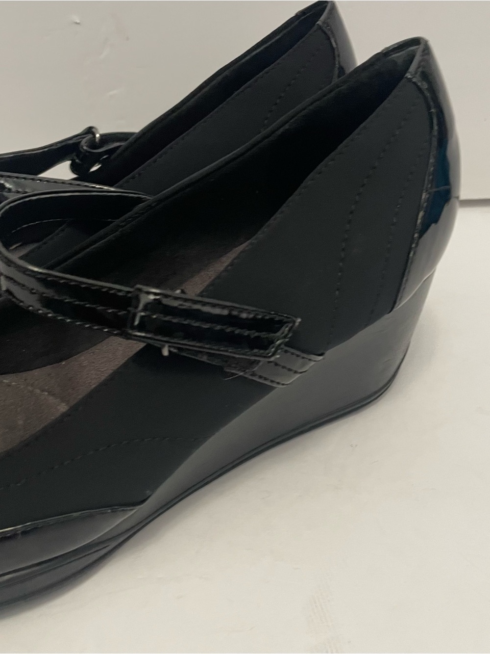 Clarks Bendables Black Mary Jane Wedge Sandals Size 11 - Picture 3 of 8